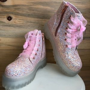 Dolls Kill Fairy Wand(erers) PINK GLITTER boot